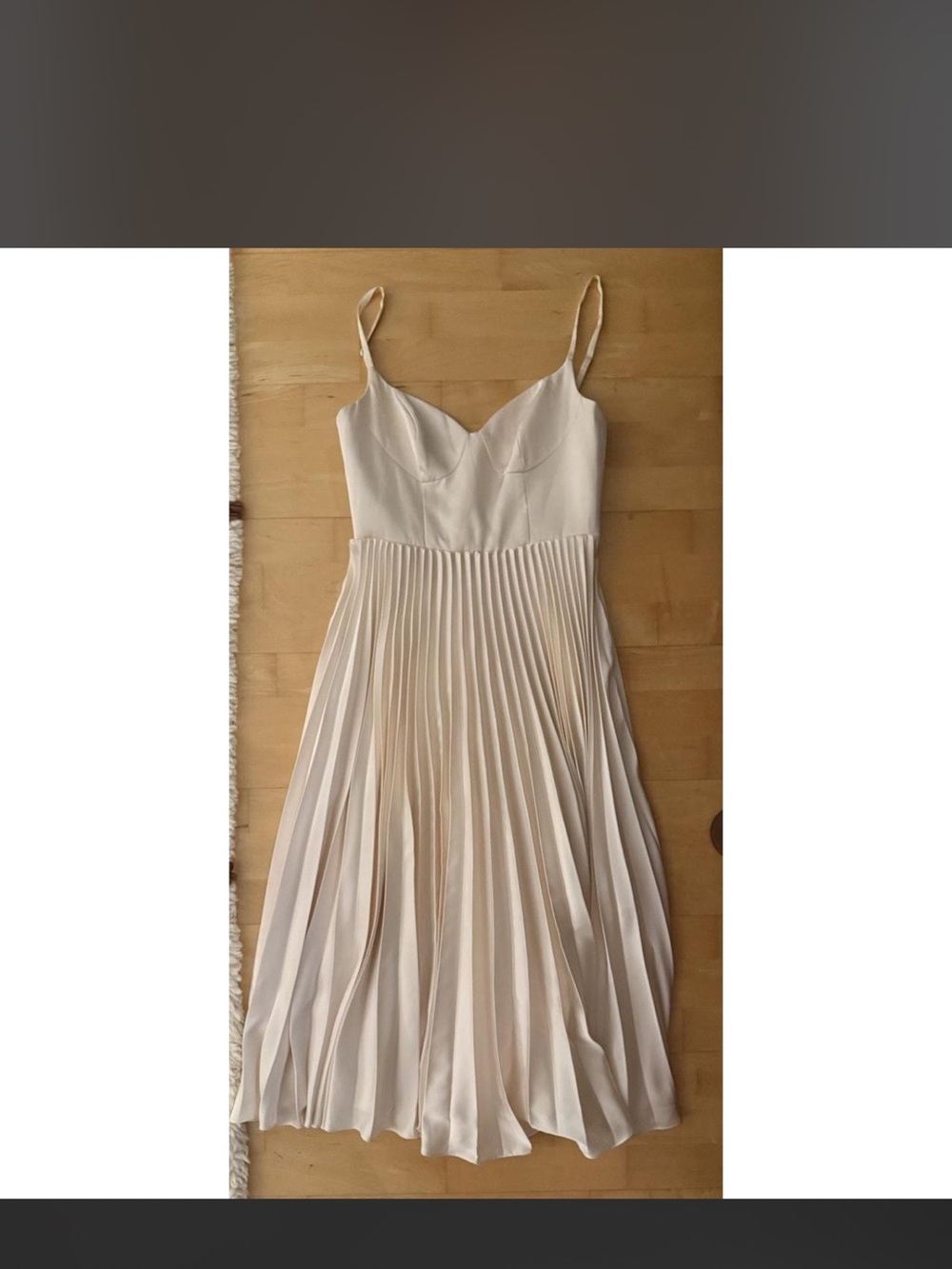 Azazie Atelier Emma cream pleated midi dress - Picture 2 of 4